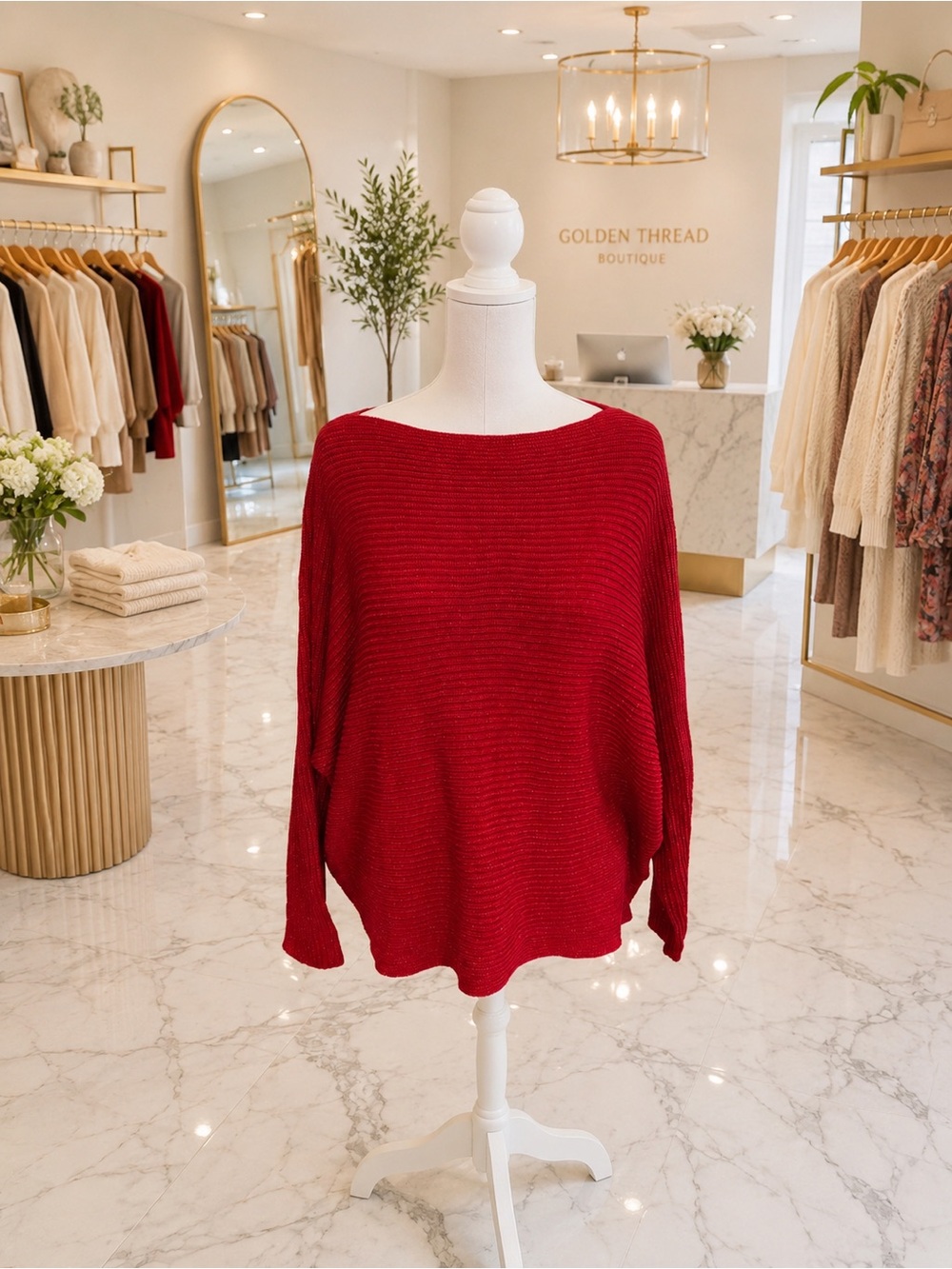 Lauren Ralph Lauren NWT Metallic Shimmer Knit Sweater 3X Ruby Red Plus
